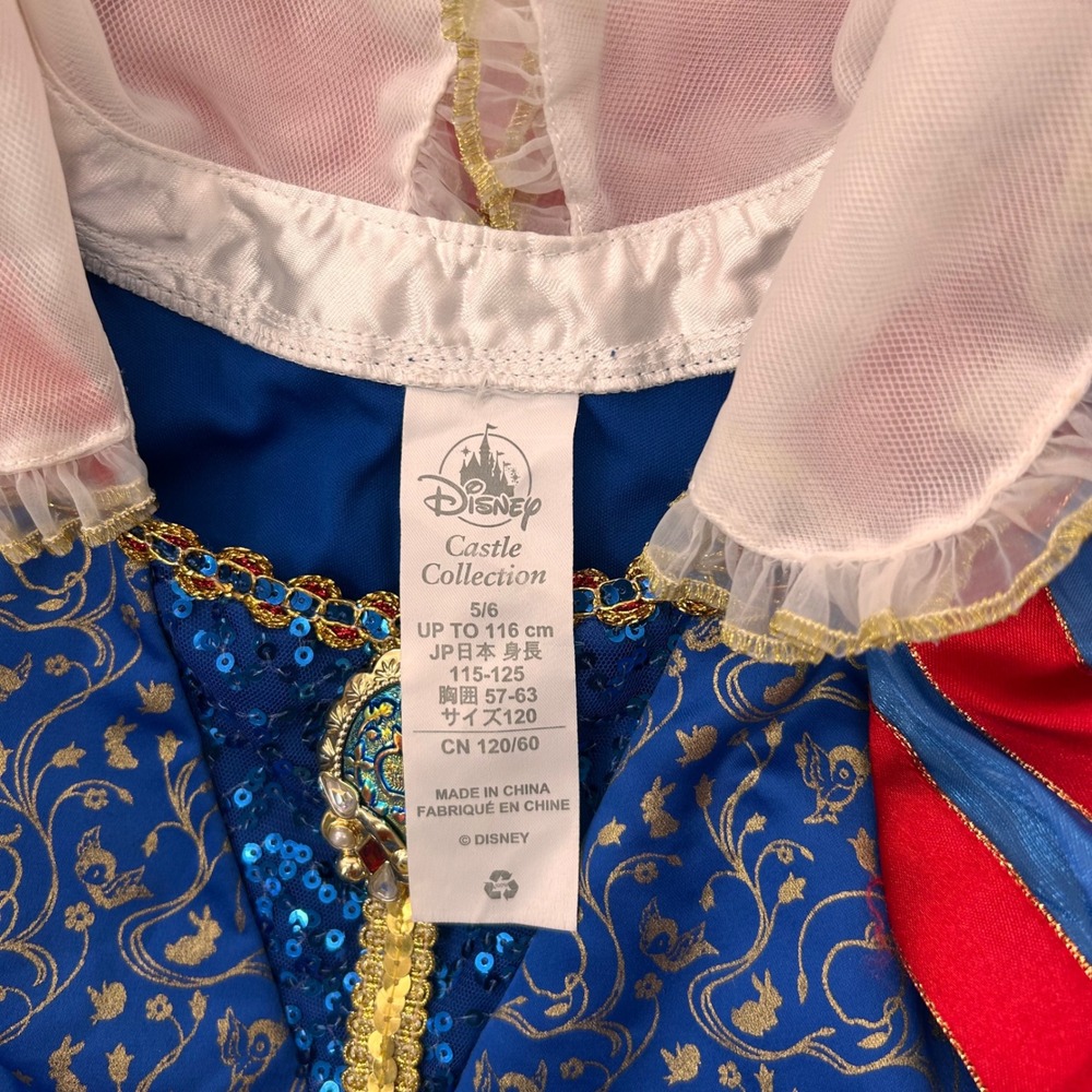 Disney Store Snow White Princess Costume Dress Blue Yellow Red Kids Size 4-6X - Picture 4 of 16